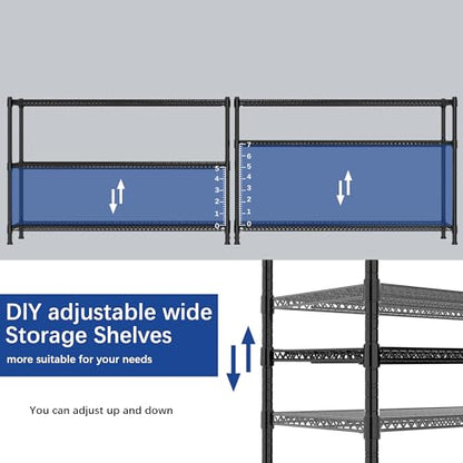 REGILLER 3-Wire Shelf Adjustable Heavy Duty Storage Shelves,Metal Organizer Wire Rack for Laundry Bathroom Kitchen Pantry Closet Garage Shelving(Black,24" Dx59.6 Wx47.6 H) - size: 3tier 24"D x 59.6"W x 47.6"H