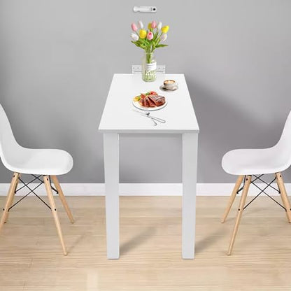 Folding Dining Table, Wall Mounted Folding Table with Support Legs, 29.52 x 15.75 x 29.13 Inch Sturdy Kitchen Desk, Wooden Desk for Small Space Bedroom Living Room Study Room Lounge Office (White) - color: White