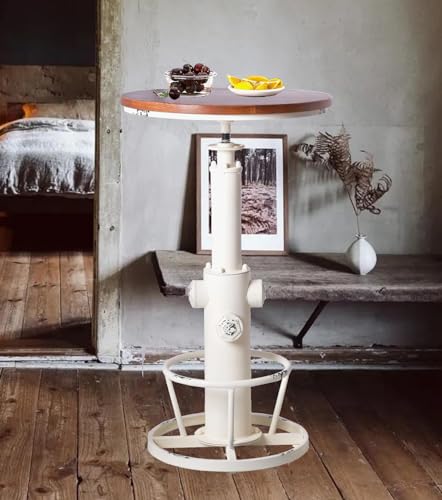 Topower Industrial Bar Table 38.58-48.43" Adjustable Pub Table Kitchen Dining Coffee Bistro Table Antique White - color: Antique White