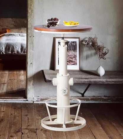 Topower Industrial Bar Table 38.58-48.43" Adjustable Pub Table Kitchen Dining Coffee Bistro Table Antique White - color: Antique White