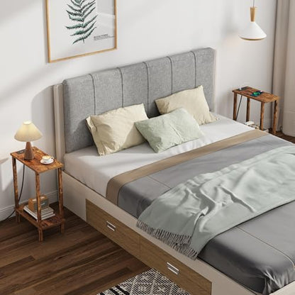 TUTOTAK Small End Table with Charging Station, Narrow Side Table with USB Ports and Outlets, Skinny Sofa Table, Slim Nightstand, Living Room, Bed Room, Pure Brown TB01BB060C - color: Pure Brown, size: 2-tier