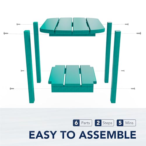 nalone Adirondack Side Table 16.5" Outdoor Side Table HDPE Plastic Double Adirondack End Table Small Table for Patio (Aruba) - color: Aruba