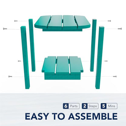 nalone Adirondack Side Table 16.5" Outdoor Side Table HDPE Plastic Double Adirondack End Table Small Table for Patio (Aruba) - color: Aruba