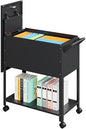 SISESOL Rolling File Cart with Wheels Hanging Files,Rolling File Cabinet Organizer,Rolling Hanging File Folder Cart on Wheels,Metal Filing Cart,Fit A4/F4/Letter/Legal File for Home Office (Black) - color: Black