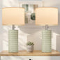 Reaketon Table Lamps for Living Room Set of 2, Ceramic Table Lamps for Bedroom, 20" Modern Lamps for Night Stands, Light Green - color: Light Green