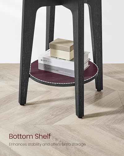 VASAGLE MAEZO Collection - Side Table, 2-Tier Small Round End Table, Nightstand with Tapered Legs, Curved Transitions, for Small Spaces, Living Room, Bedroom, Charcoal Gray ULET283T22 - color: Charcoal Gray, size: 1 pack