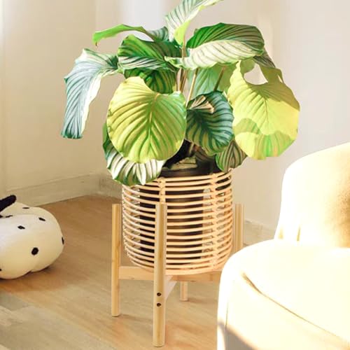 RETON Wood Plant Stand Indoor, Mid Century Modern Indoor Plant Stand, Wooden Plant Holder, Modern Bamboo Flower Pot Stand for Indoor, Outdoor, Garden, Yard, Office (13in, Large) - size: Large