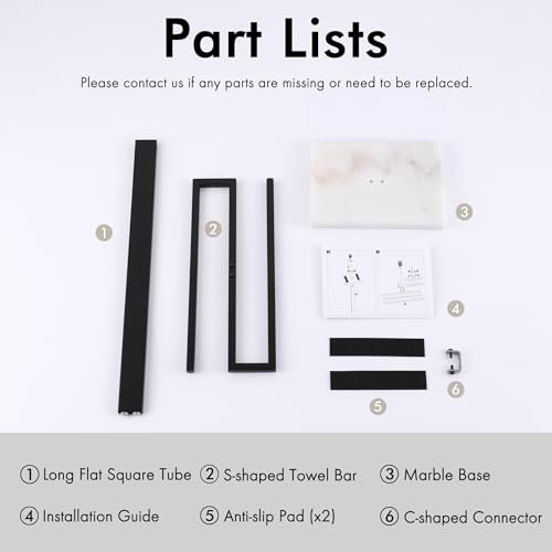KES Black Hand Towel Holder, Free Standing Towel Rack Towel Stand S-Shape with Marble Base for Bathroom Countertop SUS304 Stainless Steel Matte Black, BTH223-BK - color: Matte Black