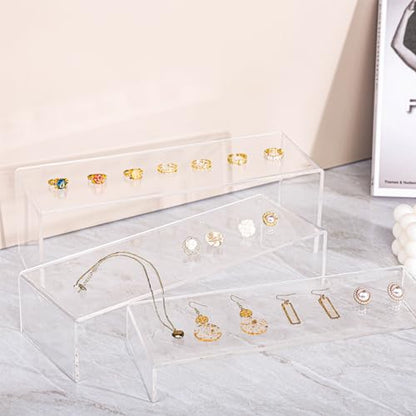 Yieach Large Clear Acrylic Risers Display Stands,3 Pcs Rectangular Display Risers for Funko Pop,Figures,Food,Showcase Collectibles Display Shelf,Retail Desktop Risers Display Stand and Decoration