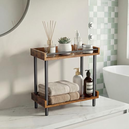 Coffee Bar Organizer and Kitchen Countertop Shelf - 2 Tier Spice Rack, Mug Holder, Storage Stand for Coffee Station Accessories Wooden Bathroom & Desk Organizers