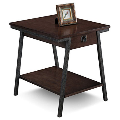 Leick Home 11407 Empiria One Drawer Side Table, Walnut and Foundry Bronze - color: Walnut