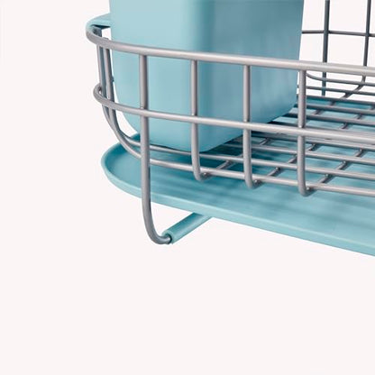 KitchenAid Low Profile Compact Dishrack with Removable Flatware Caddy and Angled Self-Draining Board, Rust Resistant Wires, 12.59 x 17.55 x 6.29 Inch, Mineral Water - color: Mineral Water, size: Low Profile