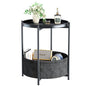Garden 4 you Side Table with Fabric Storage Basket, Round Metal End Table, Small Bedside Table Nightstand with Removable Tray, for Nursery, Living Room, Bedroom, Bathroom, Black - color: Black