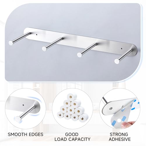 Toilet Paper Holder Wall Mount, Extra Toilet Paper Storage Metal, Modern Toilet Paper Organizer for 10 Rolls, Adhesive Toilet Paper Stand for Bathroom Kitchen Washroom (Sliver)