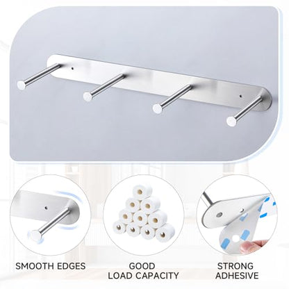 Toilet Paper Holder Wall Mount, Extra Toilet Paper Storage Metal, Modern Toilet Paper Organizer for 10 Rolls, Adhesive Toilet Paper Stand for Bathroom Kitchen Washroom (Sliver)