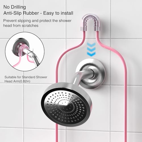 DAOYA Pink 3-Tier Over Head Shower Caddy with Soap Holder & 6 Hooks - Hanging Shower Caddy for Bathroom Organizer - color: Pink