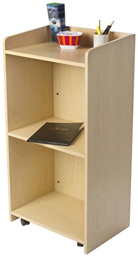 Displays2go Hostess Station, Maple | Hidden Wheels, Adjustable Shelf, LCKDPHSMP - color: Maple