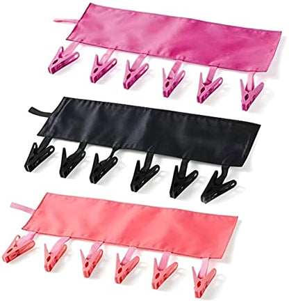 TamBee Travel Hangers Foldable for Suitcase Clothespin Travel Portable Folding Clothes Drying Hanger with 6 Clips Pack of 3 (Black, Red, Rose red) - color: Black, Red, Rose Red