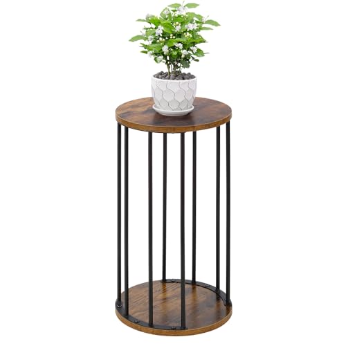 Plant Stand Indoor,small plant stool,Flower Pot Corner stand holder,Mid Century Heavy Duty Metal Tall Home Decor,Modern Round End Table,Small Rustic Display Stand for Living Room,Bedroom(Brown,21In) - color: 55cm brown