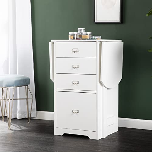 SEI Furniture Drop-Leaf Desk w/Storage, White
