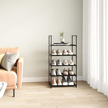 5-Tier Stackable Shoe Rack, Narrow Shoe Stand for 10-12 Pairs Shoe and Boots Organizer Storage Shelf Space Saving for Closet, Entryway and Hallway(Black) - size: 5-Tier(Black)-Narrow