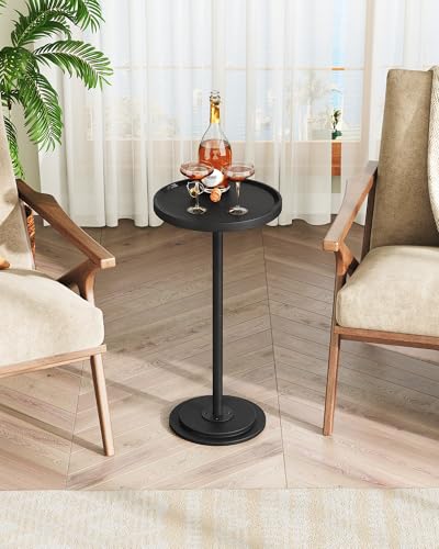 CHOEZON Small Round Side Table, Drink Table for Small Spaces, Pedestal Martini Side Table, Thickened Base, for Living Room, Bedroom, Office, Black TBZ30BB - color: Black