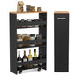 LOKO 4-Tier Rolling Storage Cart, 8 Inches Slim Kitchen Cart on Wheels with Open Shelves & Handle, Laundry Room Cart Between Washer and Dryer, for Bathroom Next to Fridge (Black & Natural) - color: Black & Natural