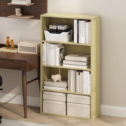 Furinno Simple Book Shelf, 4-Tier Bookshelf, Bookcase with Open Shelf, 9.4 x 23.6 x 41.7, for Living Room, Bedroom, Home Office, Steam Beech - color: Steam Beech, size: 4-Tier, Standard