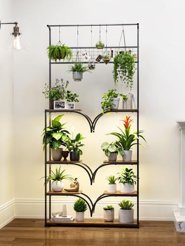Plant Stand Indoor with Grow Lights - 78" Tall Metal Plant Rack with Adjustable Shelf, Large Flower Shelf for Living Room, Corner Display - size: 78 inch, 7 tier