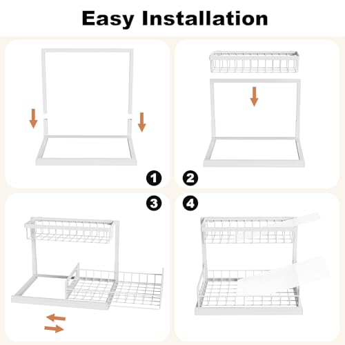 REALINN Under Sink Organizer, Pull Out Cabinet Organizer 2 Tier Slide Out Sink Shelf Cabinet Storage Shelves, Under Sink Storage for Kitchen Bathroom Cabinet, White, 1 Pack | Slide Out Sink Shelf Cabinet Storage Shelves, Under Sink Storage for Kitchen Bat