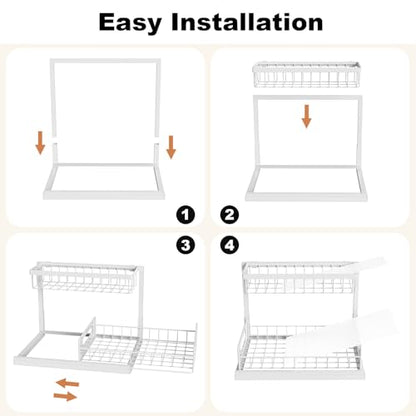 REALINN Under Sink Organizer, Pull Out Cabinet Organizer 2 Tier Slide Out Sink Shelf Cabinet Storage Shelves, Under Sink Storage for Kitchen Bathroom Cabinet, White, 1 Pack | Slide Out Sink Shelf Cabinet Storage Shelves, Under Sink Storage for Kitchen Bat