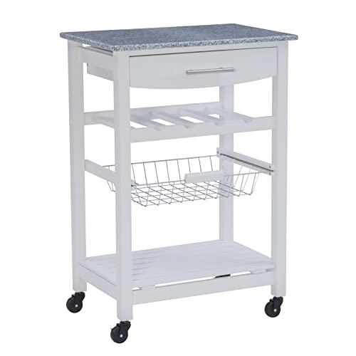 Linon Kitchen Island, White, 22.88 x 15.75 x 33.88 - color: White and Granite, style: Whitney