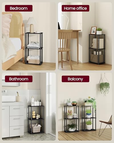 VASAGLE Superfast Toolless Assembly, 3-Tier Shelf for Living Room, Standing Shelf, Bookshelf, Bedroom, Kitchen, 9.4 x 15 x 27.8 Inches, Ebony Black and Ink Black ULLS153B01 - color: Ebony Black + Ink Black, size: 3 Tiers (15"W)