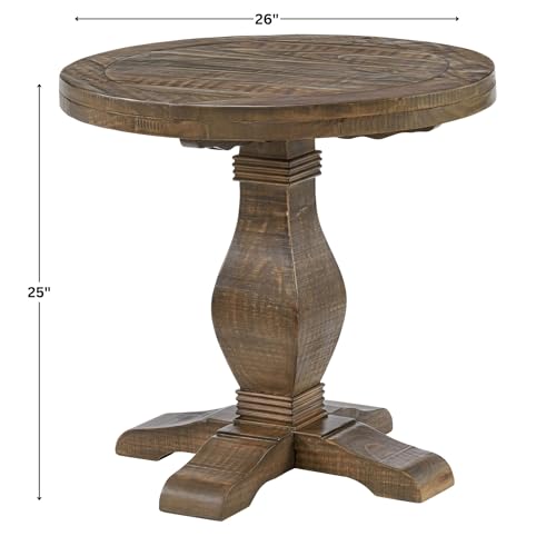 Napa Solid Wood Farmhouse Rustic Round End Side Living Room Table, Nightstand 26" W x 26" D x 25" H | Farmhouse Rustic, Pine Wood, Round Side Table, Nightstand, 2" Plank Top, for Living Room or Bedside, 26" W x 26" D x 25" H - color: Natural Finish