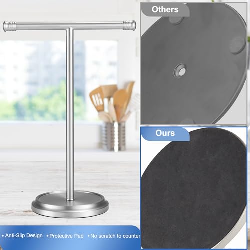 Hand Towel Holder Stand, Stainless Steel Free Standing Towel Rack Stand, Rust-Proof Towel Bar for Bathroom Kitchen Countertop, Brushed Nickel, 2 Pack - color: Silver