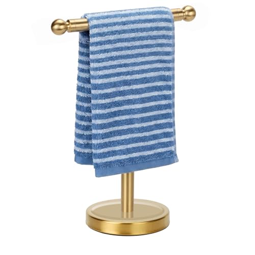 Hand Towel Holder, T-Shape Hand Towel Stand for Bathroom, Hand Towel Rack Bar Standing for Vanity Kitchen Countertop (Gold, Stainless Steel) - color: Gold