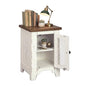 Signature Design by Ashley Wystfield Farmhouse Chair Side End Table with Cabinet Door for Storage, White & Brown with Distressed Finish - color: Dark Brown & White