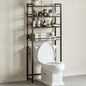 Over The Toilet Storage Shelf, 4-Tier Bathroom Organizer with Basket & Hooks, Sturdy Space Saver for Small Bathrooms, Black - color: Black