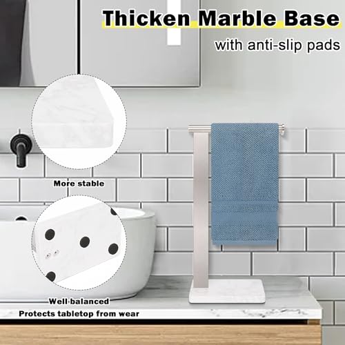 Stainless Steel L-Shaped Hand Towel Holder, SUS304 Bathroom Towel Rack with Thickened Base for Countertop Vanity (Brush Nickel, Square Base) - color: Brush Nickel