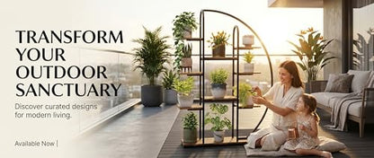 Tall Metal Plant Stand with Grow Light, 9-Tier Moon-Shaped LED Flower Rack, Multi-layer Display Holder for Living Room Balcony