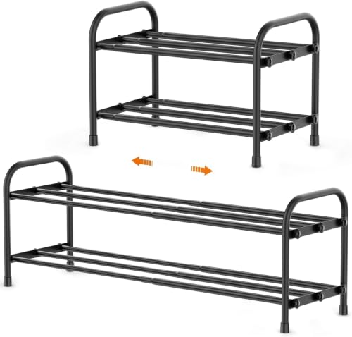 2 Tier Shoe Rack Metal Shoe Shelf Heavy Duty Shoe Rack Storage Organizer for Entryway Closet Doorway, Black - size: 2 Tier