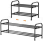 2 Tier Shoe Rack Metal Shoe Shelf Heavy Duty Shoe Rack Storage Organizer for Entryway Closet Doorway, Black - size: 2 Tier