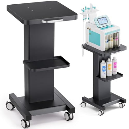Esthetician Cart with Wheels Spa Cart for Hydrafacial RF Cavitation Machine | Beauty Salon Rolling Cart, Salon Equipment Trolley Esthetician Machine Stand, All-metal Carbon Steel, Silent Wheels w/ Locks - color: Classic - Black