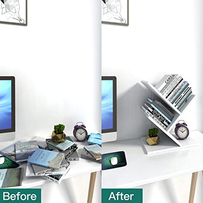 Godferyxin Small Bookshelf, 3-Tier Wood Tree Bookshelf with Office,White | Mini Bookcase for Bedroom,Office,Nightstand,Desktop – Small Bookcase Gift - color: White, size: 16"tall | 3-Tier