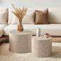 Round Nesting Coffee Table Set of 2 Modern Small Round Coffee Table Travertine Side Table Small End Table Circular Coffee Tables Circle Nested Coffee Tables for Living Room (Travertine) - color: Travertine Regular