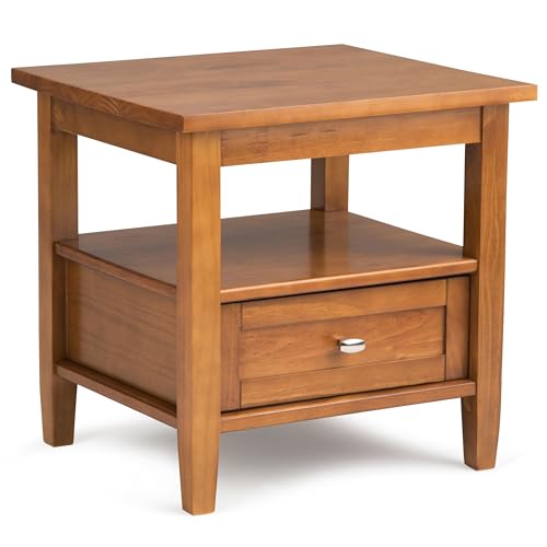 SIMPLIHOME Warm Shaker Solid Wood 20 inch Wide Rectangle Transitional End Side Table in Light Golden Brown for the Living Room and Bedroom - color: Light Golden Brown, size: 20 inch, style: End Table