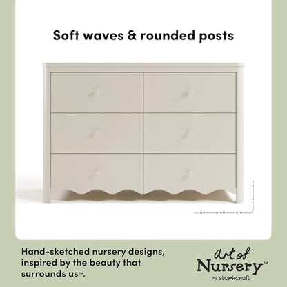 Storkcraft Casablanca 6 Drawer Dresser, Frosted Oat | GREENGUARD Gold Certified, White Dresser for Bedroom, Kids & Nursery Storage Chest, Safety Interlocking Drawers, Kids Bedroom - color: Frosted Oat, style: 6 Drawer Dresser