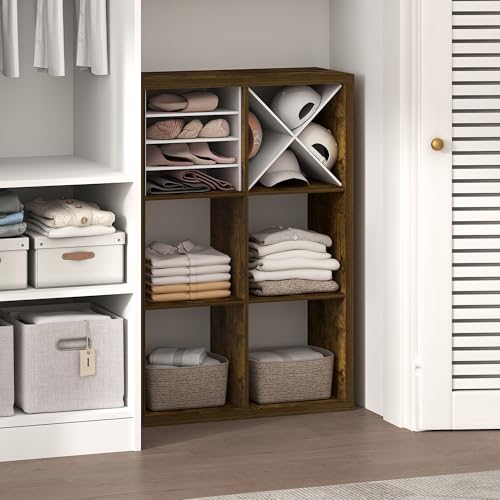 Furinno Cubic Extra Thick 6-Cube Closet Organizers and Storage, Amber Pine | 14.6 x 30 x 44 in, Open Shelf Closet Storage, Closet Organizer, for Wardrobe, Bedroom, Living Room - color: Amber Pine, size: 6-Cube