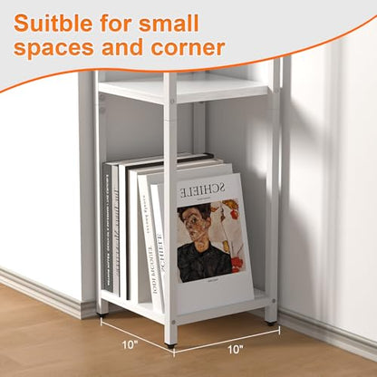 10" Wide Square Drink Table with Adjustable Feet - 3-Tier Small Side Table for Apartments, Balcony & Office | Space-Saving, Lightweight & Multi-Functional (Plants, Books, Drinks, White) - color: White, size: 3-Tier-10"wide