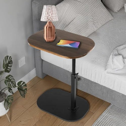C Shaped End Table for Couch, C Table End Tables with Adjustable Height, 360° Swivel Couch Tables for Living Room,Bed Side,Coffee, Bedroom,Study and Small Spaces (Glossy Walnut) - color: Glossy Walnut
